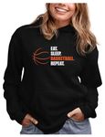 Tstars- Eat Sleep Repeat - Gift for Basketball Fans Women Hoodie Black Medium