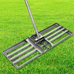 Lawn Leveling Rake, Lawn Leveler, 30” x 10” Stainless Steel Levelawn Tool with Adjustable Long Handle Rake, Heavy Duty Landscape Rake Level Soil & Dirt Easily for Garden Farm Grass