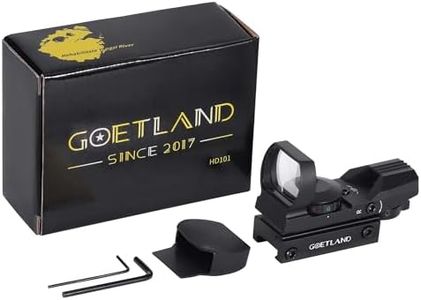 Goetland Reflex Sight Adjustable 4 Reticle Patterns Green Red Dot Illuminated 33mm Lens with 20mm Rail for Airsoft Tactical Hunting