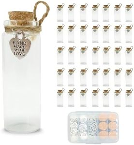 LOYONAL Small Glass Bottles with Cork Stopper - 35Pcs 20ml Mini Cork Bottles - Wishing Bottles Jars - Wedding Favour Glass Craft Bottles