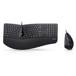Perixx Periduo-505, Wired USB Ergonomic Split Keyboard and Vertical Mouse Combo with Adjustable Palm Rest and Short Tactical Membrane Keys