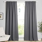 NICETOWN Back Tab Bedroom Curtain - Thermal Insulated Blackout Curtain Panels for Window Covering Rod Pocket Rideaux, 52 Inch x 84 Inch, Grey, Set of 2