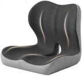 GueYi Celnva Orthopedic Seat Cushion – L-Shaped Lumbar Support Memory Foam Comfort for Long Sitting, Ergonomic Support for Office Chair, Wheelchair, Car & Travel (XL Black&Gray)