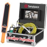 Sanyipace Sewer Camera with Pipe Locator, Distance Counter, 9" LCD Screen, 12pcs LEDs, IP68 Waterproof, 4500mAh Battery Pipeline Inspection Camera with DVR Recorder, 16GB TF Card, 165FT/50M