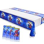 Alviller 3Pcs Spiderman Table Cloth, 180cm*108cm Waterproof Superhero Party Tablecloth Rectangular Plastic Sipderman Themed Table Cover for Kids Birthday Themed Party