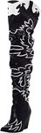 Cape Robbin Kelsey-21 Black/White Thigh High Over Knee Cowgirl Boots (Black/White Stitch, 9)