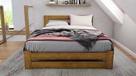 Nodax King Size Bed Frames – Solid Pine Wooden Bed Frame for Adults, F7 Easy Assemble Bed with Sturdy Slats & Extra Four Supportive Legs, Comfortable Bedroom Furniture | (King Size 5' 150x200cm, Oak)