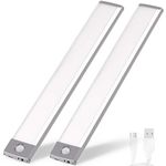 Rechargeable Motion Sensor Led Lights Ultra Thin Softer Under Counter 54-LED Closet Lighting Battery Operated Lights Kitchen Under Cabinet Lighting Stick On Lights Night Lights Wireless Light (2PACK)