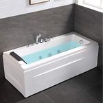 DECORAPORT 59 Inch Rectangle Acrylic 1 Person Whirlpool Double Ended Bathtub SPA Soaking Tub with Hydro Massage Jets (D-DK-Q351)