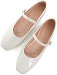 TN TANGNEST Leather Flats for Women Comfortable Square Toe Slip On Flats Soft Work Flats Retro Mary Jane Flats, H Beige, 9