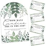 Big Dot of Happiness Boho Botanical - How Many Candies Greenery Party Game - 1 Stand and 40 Cards - Candy Guessing Game