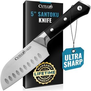Cutluxe Santoku Knife – 5" Chopping Knife, Vegetable Knife – Forged High Carbon German Steel – Full Tang & Razor Sharp – Ergonomic Handle Design – Artisan Series