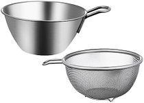 OKUMEYR 1 Set Stainless Steel Mixing Bowls Metal Mixing Bowls Metal Colander Salad Mixing Bowls Food Strainer Stainless Steel Colander Rice Colander Steel Strainer Sieve Small Water Filter