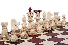 Beautiful Handcrafted Wooden Chess Set with Wooden Board and Handcrafted Chess Pieces -1-2 players, Gift idea Products (21" (55 cm))