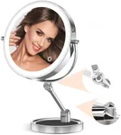 Rocollos 9" Large Lighted Makeup Mirror with 1X/10X Magnification, 4000mAh Rechargeable Vanity Mirror with Height Adjustable & 3 Color Dimmable Lights (9 INCH-Chrome)