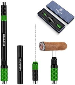 Demcigar Cigar Punch Tool, 4-in-1 Cigar Draw Enhancer Cutter Set with Twin Nubber, Stainless Steel Cigar Tools and Accessories in Gift Box (Black Green)