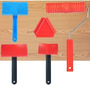 Wood Grain Rollers, 5 Pcs Wood Graining Tool Combo, Rubber Roller for Wood Texture Art Painting, Imitation Wood Grain Painting Empaistic Pattern Knurling Tools for Wall, Floor, Furniture Decor