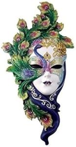 Top Collection Lady Peacock Venetian Style Carnival Mask - Decorative Hanging Wall Decor in Hand-Painted Color - 13.75-Inch Collectible Masquerade Party Mask Costume