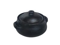 Ziaon LPG and Microwave Unglazed Clay Handi/Earthen Pot for Cooking Biriyani Pot with Lid - 5 Litre - Black