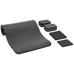 amazon basics 13 Mm Thick Nbr Yoga Mat, Yoga Belt, 2 Blocks & 2 Fast Drying Towels - 6 Piece Set, Grey