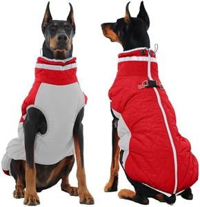 OUOBOB Dog Jackets for Large Dogs, Large Dog Winter Coat, Pet Cold Weather Coats, XXXL Pet Jacket with D-Ring, Waterproof Coat with Back Zipper, Snowsuit Labrador German Shepherd Doberman,Red,XXXL