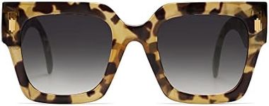 SOJOS Vintage Oversized Square Sunglasses for Women,Retro Womens Luxury Big Large Sun Glasses UV400 SJ2194 Yellow Leopard