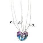 CTPJST 3PCS/Set BFF Best Friends Necklaces,Half Heart Pendant Chain Necklaces Half Heart Friendship Jewelry Friends Sisters Girls Birthday Gift for Girls Women Mom Couples,Pink