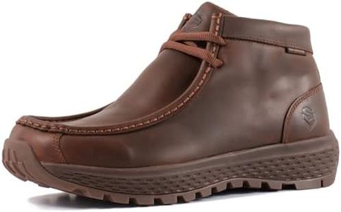 SUREWAY Men's Moc Toe Leather Chukka Boots, Lightweight Daily Work Shoes