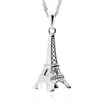 GemsChest Sterling Silver 3D Eiffel Tower Pendant Necklace Paris Jewelry for Women with 18" Silver Chain