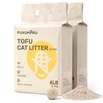 FUKUMARU Tofu Cat Litter Natural Unscented, Dust Free Litter, Flushable Direct to Toilet, Quick Clumping, Lightweight, Low Tracking Cat Litter Pellets, Effective Odor Control, 5.4Kg