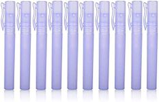 10ml Pen Clip Fine Mist,10 Pcs Plastic Frosted Atomizer Vials Empty Portable Refillable Pump Spray Bottle Perfume hand Sample Tube Travel Makeup Container (Purple)