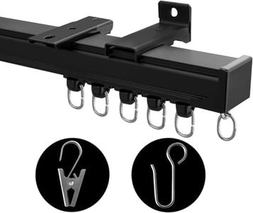 MaKefeile Curtain Track Ceiling Mount Heavy Duty Curtain Tracks Rods System Room Divider Partition Curtain Ceiling Rails Clips Hooks Sliding Shower-Ceiling Track 3ft to 9ft Black.