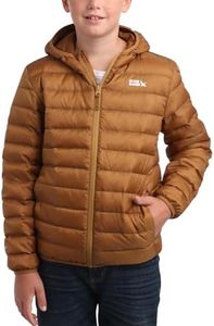 Eddie Bauer Boys' Jacket - CirrusLite Weather Resistant Down Coat for Boys - Insulated Quilted Bubble Puffer (3-20), Medal Bronze, 10-12