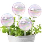 KiKiHeim Plant Watering Bulbs, Self Watering Globes Planter Insert Spikes, 4Pcs Hand Blown Iridescent Glass Automatic Plant Waterer Drip Irrigation Devices