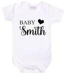 Personalised Baby Vest Bodysuit Romper Gift Name Baby Shower Pregnancy Announcement (One Heart, 0-3 Months)