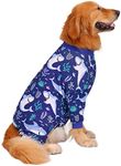 HDE Dog Pajamas One Piece Jumpsuit Lightweight Dog PJs Shirt for M-3XL Dogs Sharks - XL