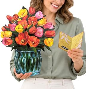 Varypop 14'' Pop Up Flower Bouquet Card, 3D Forever Tulips Flowers Cards