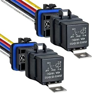 2 Pack Waterproof Relay and Harness Kit 40A 14V DC, 5 Pin SPDT Car Relay with Heavy Duty 14 AWG Copper Wires