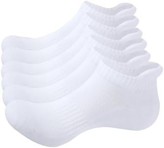 WEARPEER 6 Pairs Ankle Socks for Men & Women Non- Slip Breathable Athletic Running Socks Sports no Show Socks Low Cut Socks Men- 6 Pairs White Medium