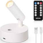 URTOM Wireless LED Spotlight Indoor with Remote Up Lights Indoor Dimmable Picture Light Battery Operated with Timer Rechargeable Spot Lights Indoor Accent Uplighting for Plant Wall Art, 1 Pack White