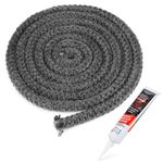 Stanbroil Graphite Impregnated Fiberglass Rope Seal and High Temperature Cement Gasket Kit Replacement for Wood Stoves - 1/2" x 84"