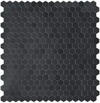 Black Hexagon Peel and Stick Backsplash, Self-Adhesive Aluminum Metal Surface Stick on Wall Tiles for Kitchen Fireplace (6 Sheets)