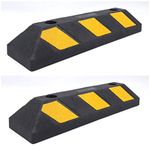 MP Essentials Heavy Duty Durable Parking Assist Ground Wheel Stop Post Barrier Block | Black and Yellow | Anchor Bolt Fixings Included (Pack of 1 - Single)