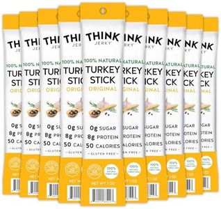 Think Jerky, All-Natural Turkey Sticks, Master Case, 1 Ounce (10 packs of 5) Sugar Free, Gluten Free, No Nitrates, Keto Friendly, Paleo, High Protein, Low Carb