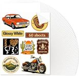 Joyclub Sublimation Sticker Paper, 60 Sheets 8.5x11 White Waterproof Glossy Sticker Paper Vinyl for Sublimation Inkjet Printer and Heat Press, High Transfer for Tumblers, Mugs and Labels