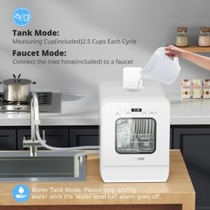 AIRMSEN Portable Dishwasher, 5L Compact Countertop – White