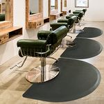 Salon Mat for for Hairstylist Standing 3'x5' Barber Shop Anti-Fatigue Salon Chair Mat - Black Semi Circle 1/2" Thick Comfort Salon Mat, Hair Cutting Hairdressing Equipment