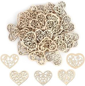 GHVACZS 100 Pièces Coeur en Bois, 5 Styles de Coeur en Bois Decoration, Cœurs En Bois, Convient pour Table, Cadeaux, Mariage, Cartes, Décoration de Cadre Photo