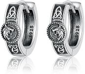 JERWLI Celtic Wolf Earrings 925 Sterling Silver Celtic Knot Hoop Earrings Wolf Jewelry Gifts for Men, No Gemstone