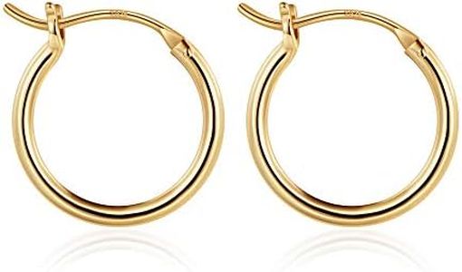 M MOOHAM Small Hoop Earrings, 14K Gold Plated 925 Sterling Silver Post Hypoallergenic Chunky Mini Dainty Earrings for Women Jewelry 15mm